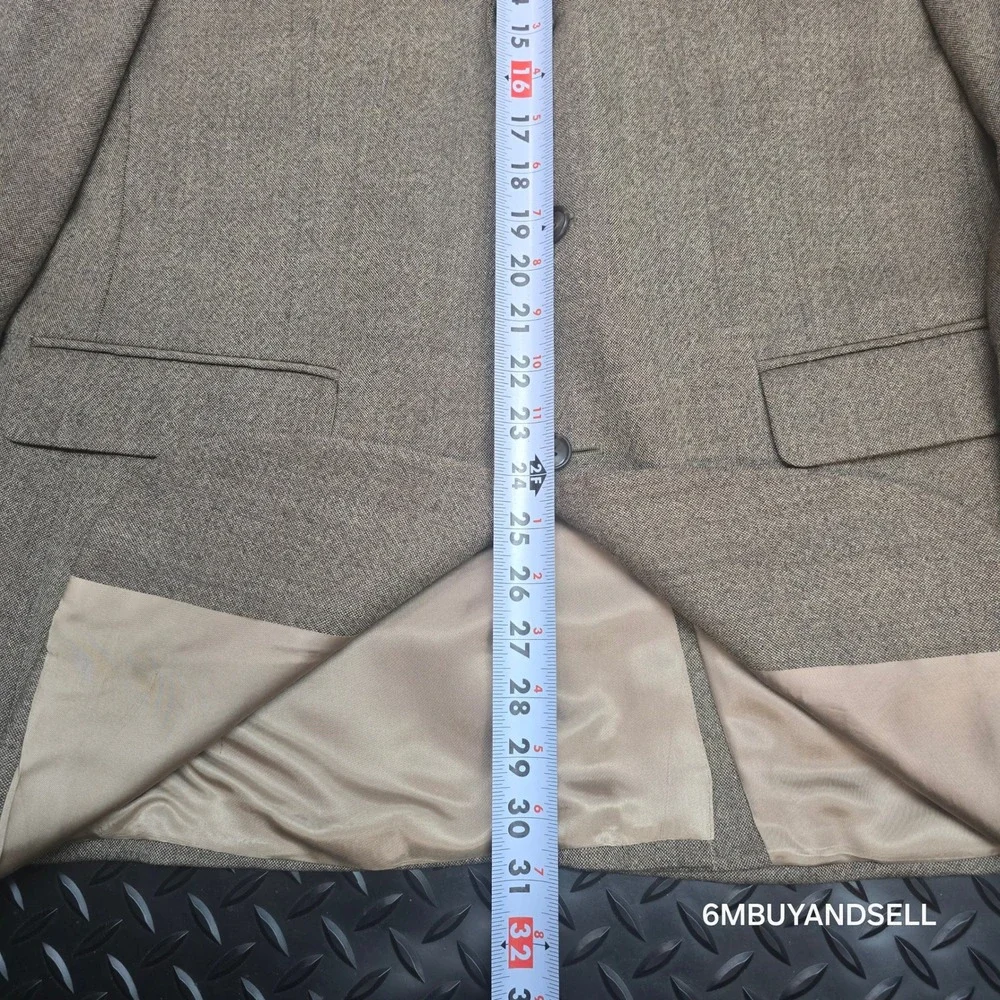 Stafford Mens 2 Piece Suit 42R 36W Tan Brown 100% Wool 3Button Tweed Blazer Pant